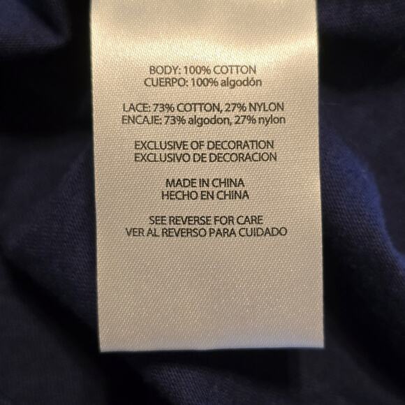 Eddie Bauer Lace Embroidered Top Womens Size Large Navy Blue Sleeveless Boho NWT - Picture 4 of 9